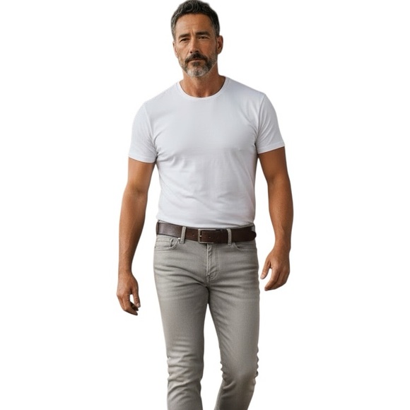 Le Chateau Brown Leather Belt with Silver Buckle - Picture 2 of 7